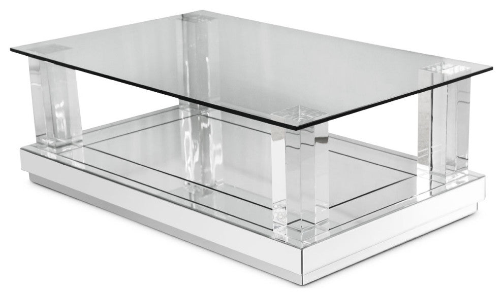 Montreal Mirrored Cocktail Table With Glass Top