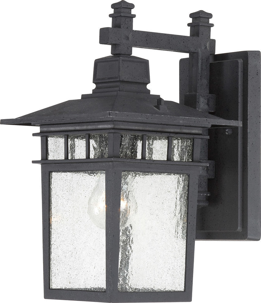 Traditional Cove Neck 1 Lgt Outdoor Wall, Textured Black Finish