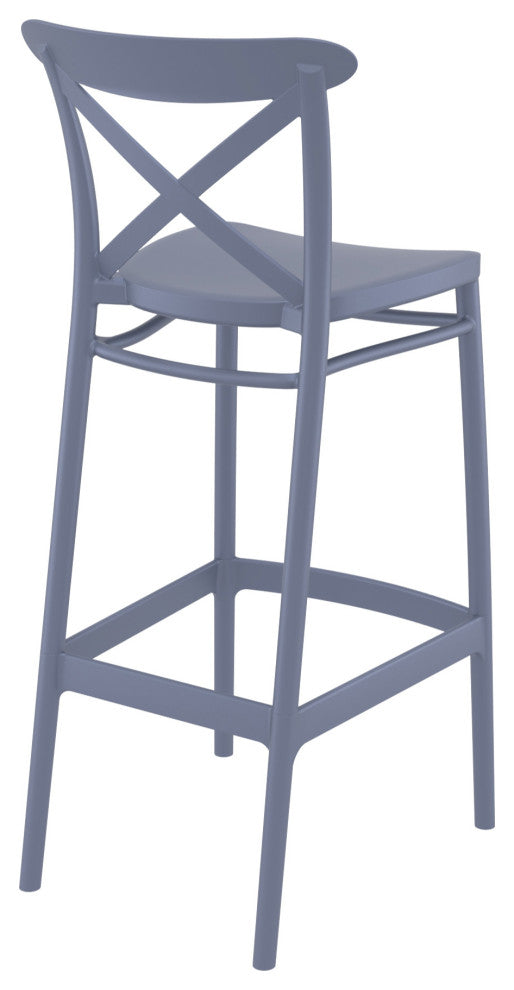 Cross Bar Stool, Set of 2, Dark Gray
