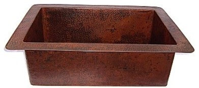 Flat Hammered Copper Kitchen Sink V