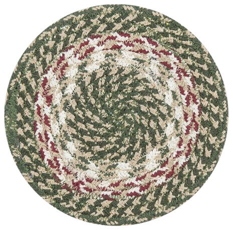 Green/Burgundy Round Trivet, 8"x8"