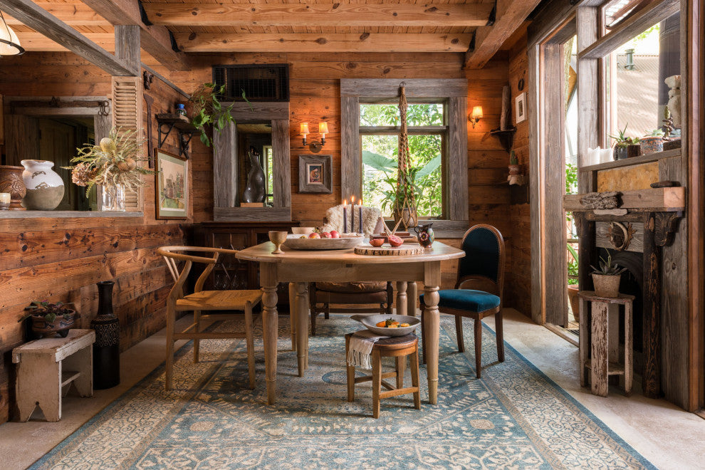 Durable Distressed Century Area Rug, Blue/Sand, 7'10"x10'6"