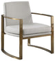 Accent Chair With Metal Frame and Arms, Cream and Bronze