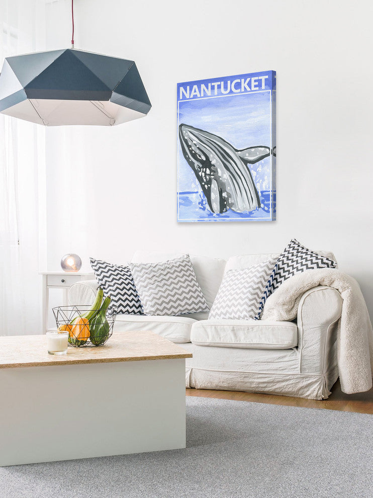 "Jumping Whale" Painting Print on Wrapped Canvas, 40x60