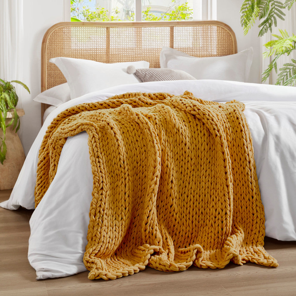 Madison Park Chunky Double Knit Hand Made Throw Blanket