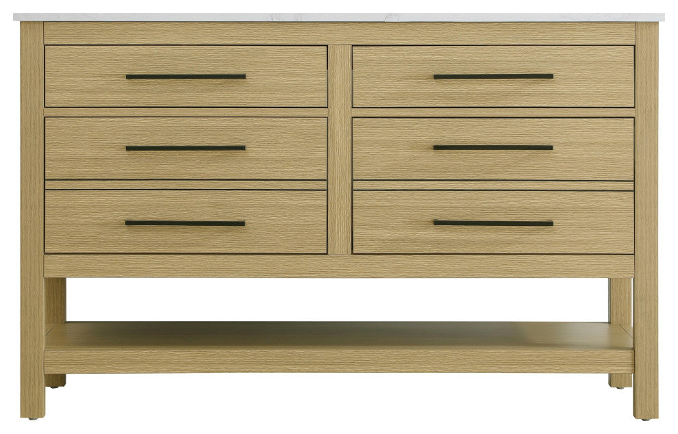 Home Living 60" Double Bathroom Vanity, Honey Brown