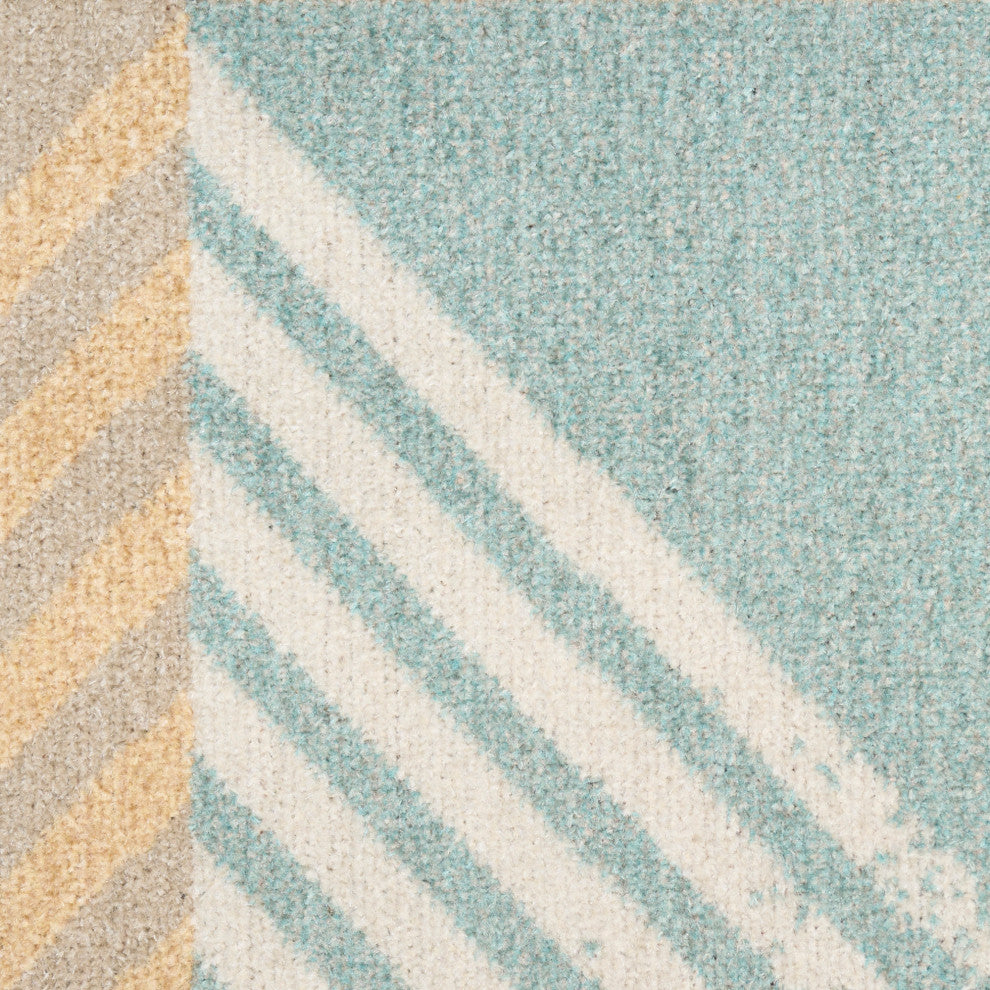 Nourison Washable Decor 9' x 12' Blue Multicolor Modern Indoor Rug