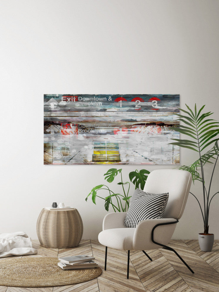"Exit Downtown" Print on Canvas, 36"x18"