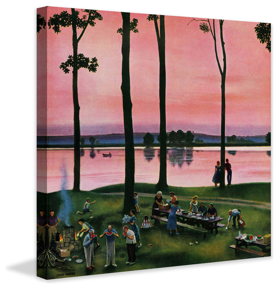"Evening Picnic" Painting Print on Canvas by John Falter