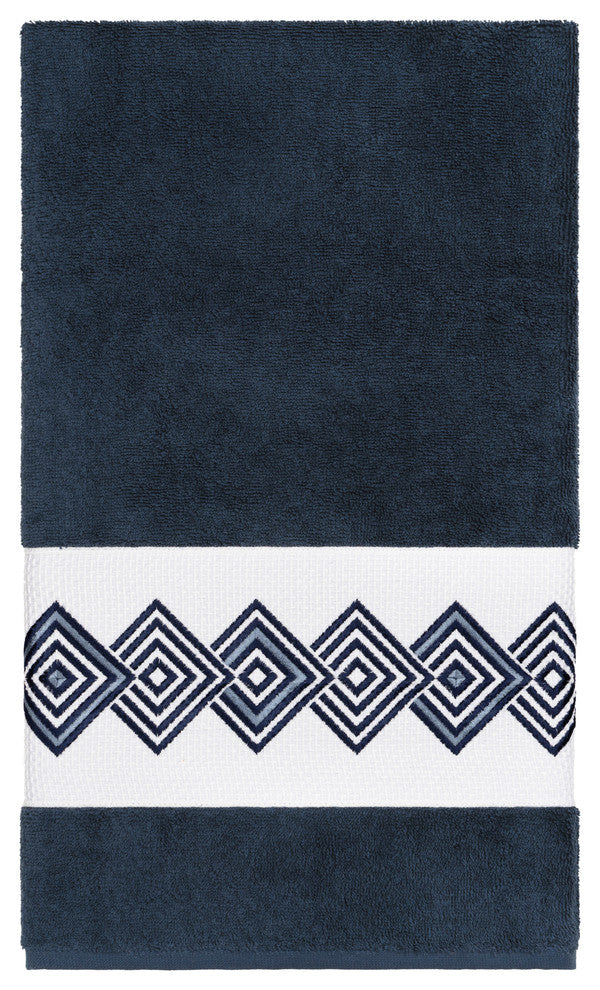 Linum Home Textiles Noah Embellished, Midnight Blue, Bath Towel, 4-Piece Set