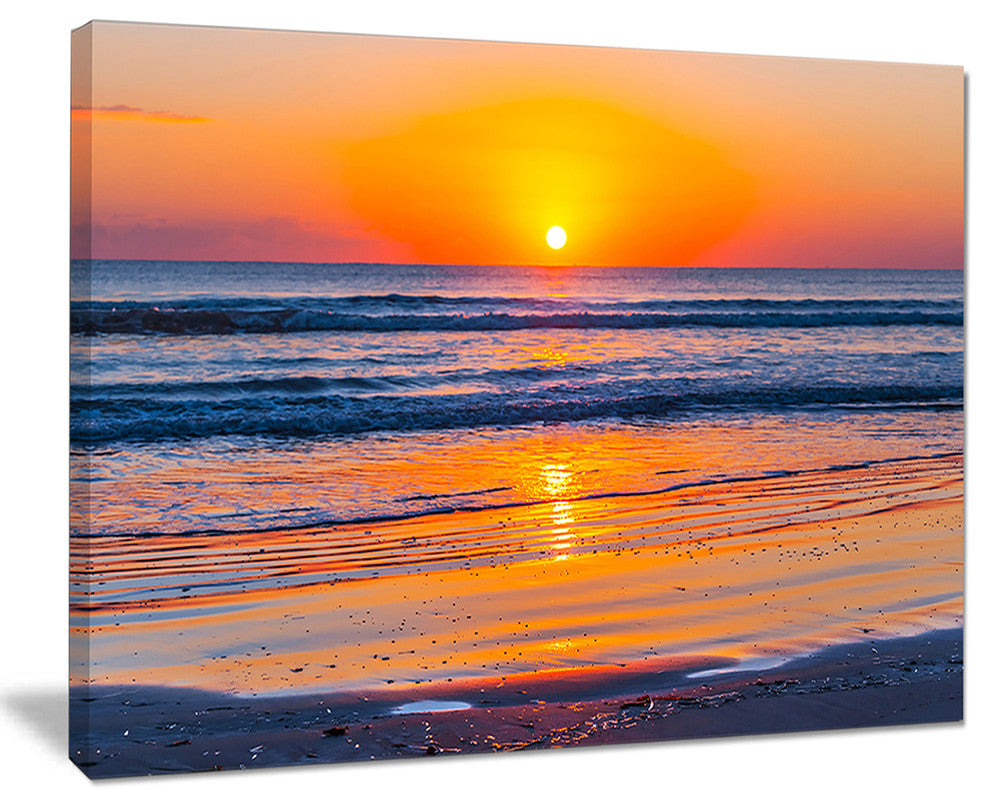 "Sandy Sea Beach in Early Morning" Seashore Canvas Print, 40"x30"