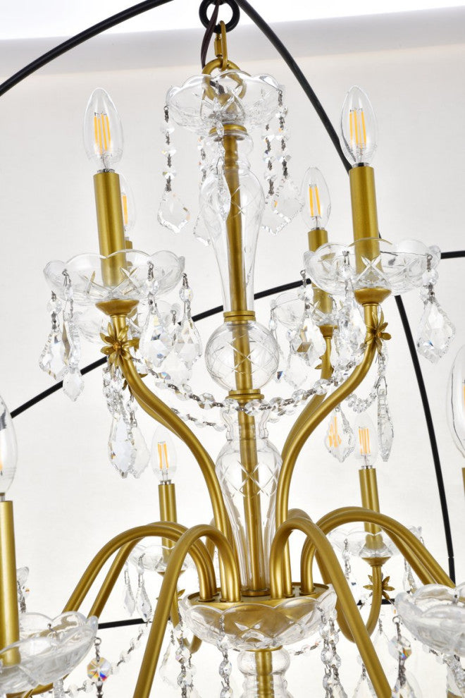 Cory 24-Light Black and Gold Crystal Pendant