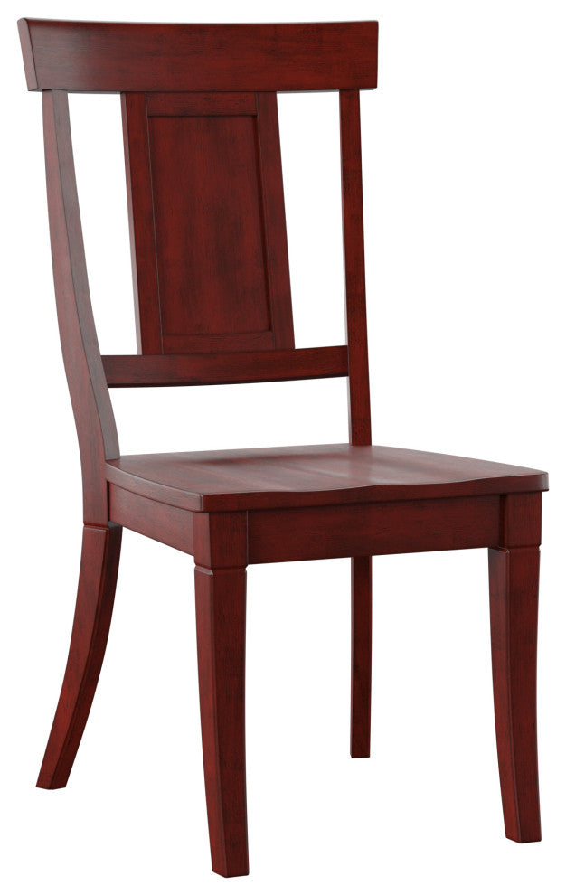 Arbor Hill Panel Back Wood Dining Chair, Set of 2, Berry Red