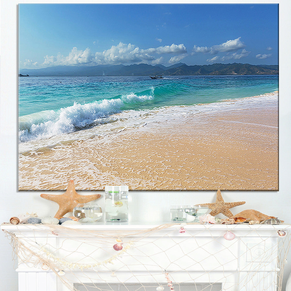 "Large Blue Beach in Gili Island" Seashore Canvas Print, 40"x20"