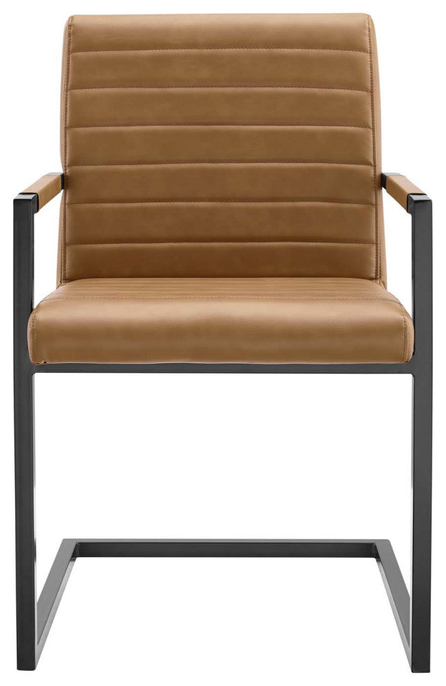 Savoy Vegan Leather Dining Chairs Set of 2, Tan