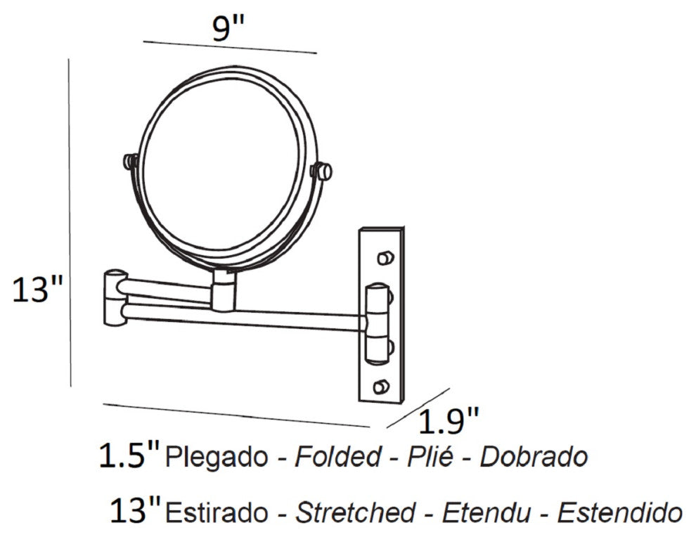 Wall mount 8" Two sided swivel magnification mirror, Chrome
