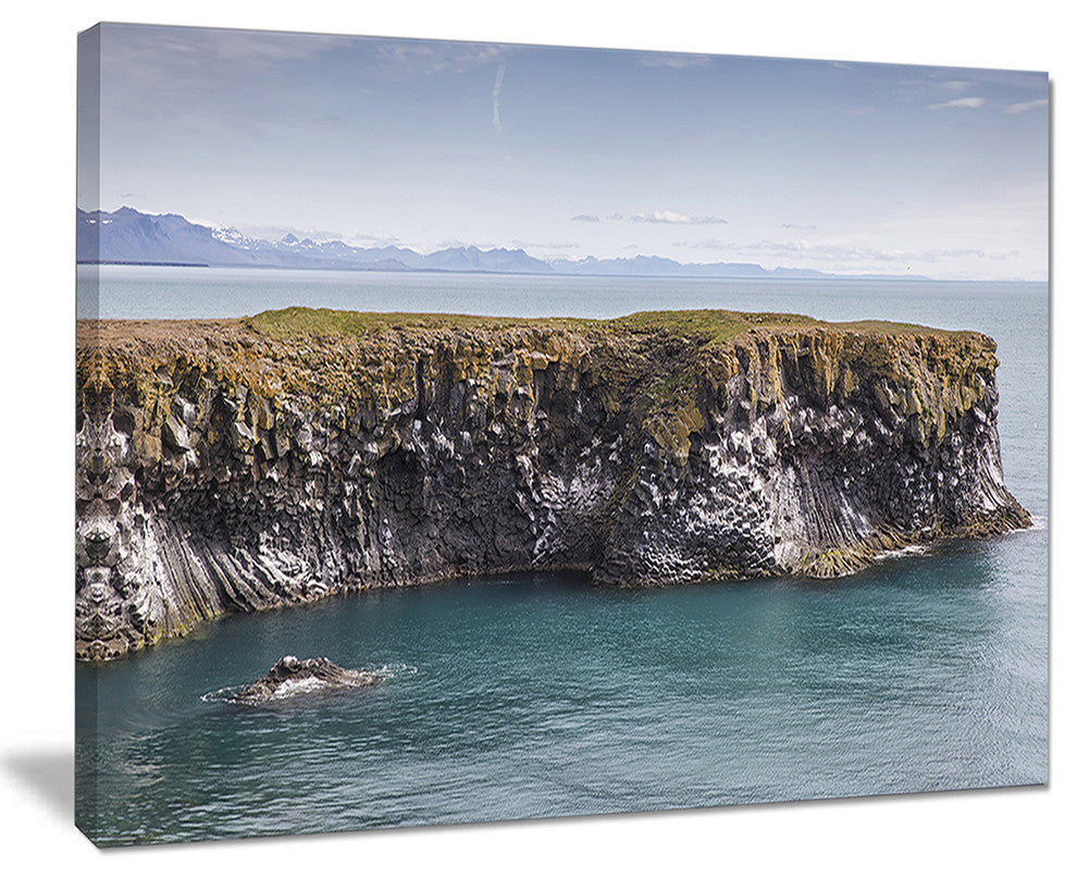 "Huge Rock in Coastline Panorama" Seashore Wall Art, 40"x30"