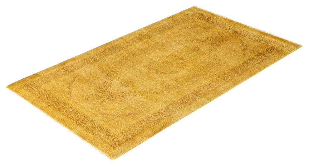 Overdyed One-of-a-Kind Hand-Knotted Area Rug Yellow, 3' 1" x 5' 5"