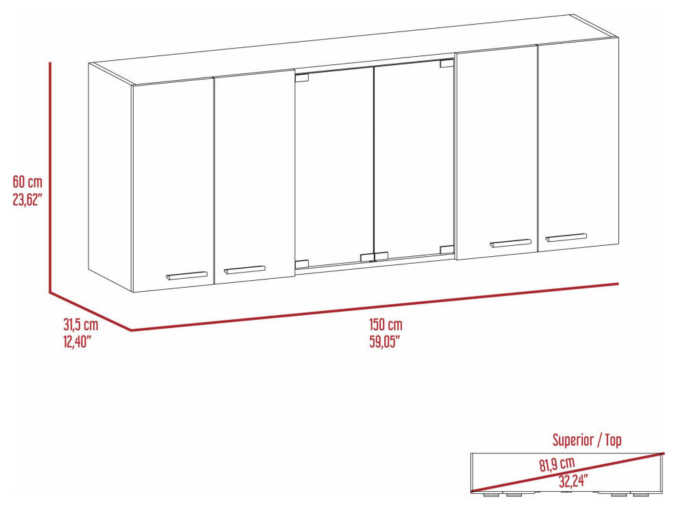 Yuma 59" Wall Cabinet, White