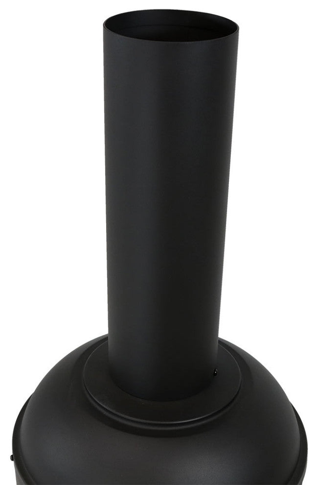 Sunnydaze Black Steel Outdoor Wood-Burning Backyard Chiminea Fire Pit, 5'