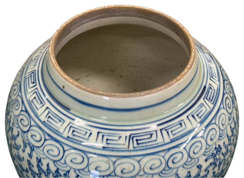 Vintage Blue White Double Happiness Porcelain Temple General Jar Hws4403