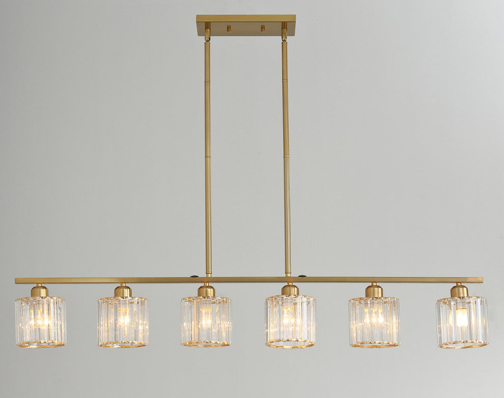 6-Light Linear Kitchen Island Pendant Lighting, Gold