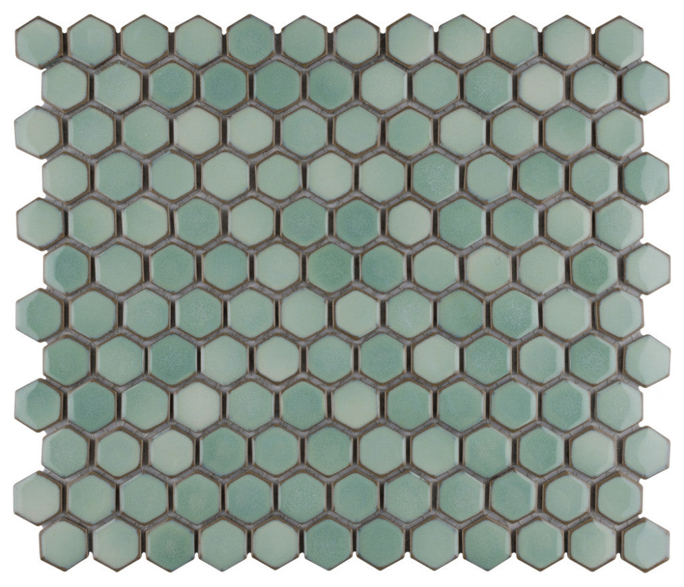 Hudson 1" Hex Mint Green Porcelain Floor and Wall Tile