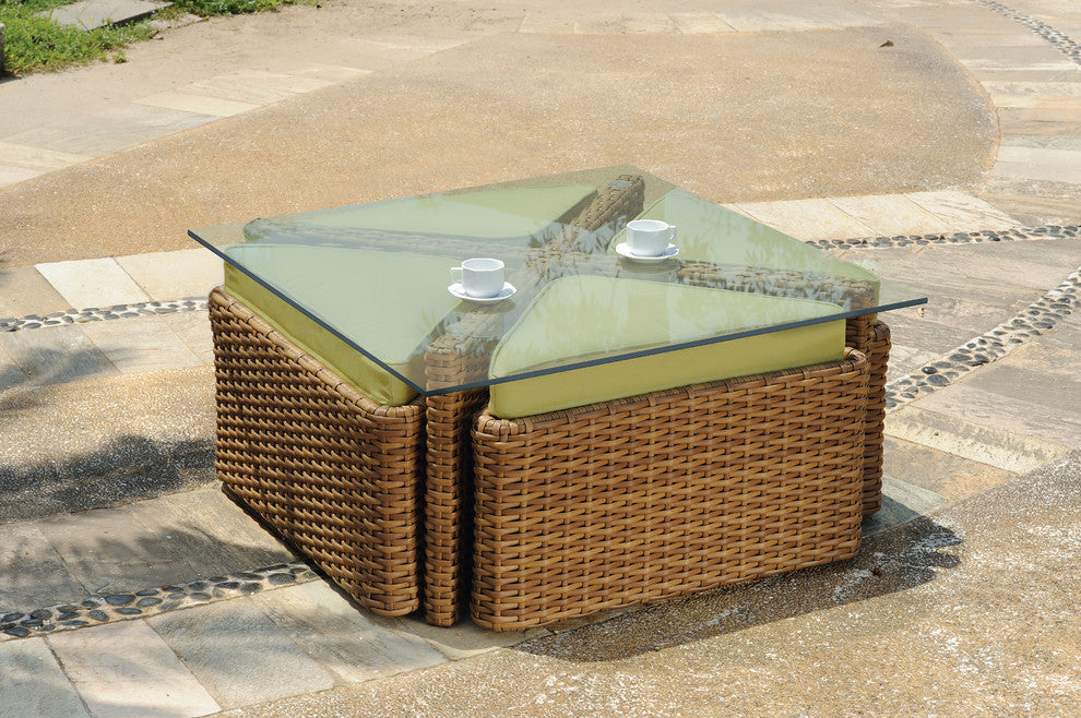 Java Sushi Table with Ottomans, Sunsetter Capri