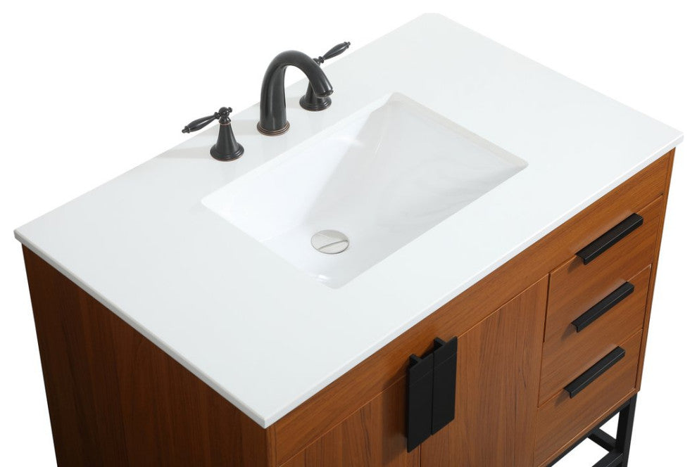Home Living 22" Modern Teak-Light Bathroom Vanity