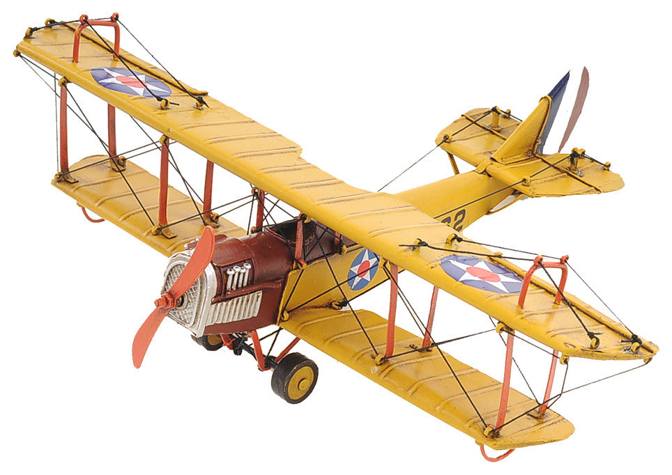 1918 Yellow Curtiss JN-4 1:24 Collectible Metal scale model Airplane