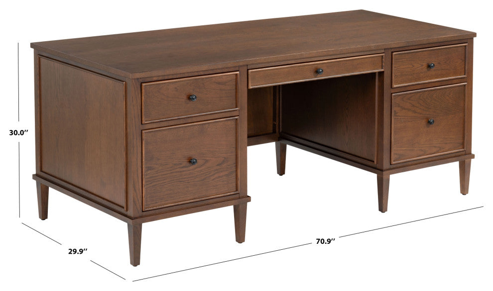 Safavieh Couture Ariella 5 Drawer Wood Desk, Walnut