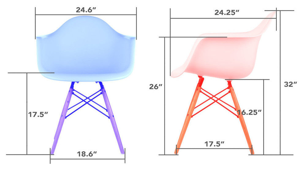 Fabric Upholstered Accent Arm Chair, Eiffel Steel Legs, Purple