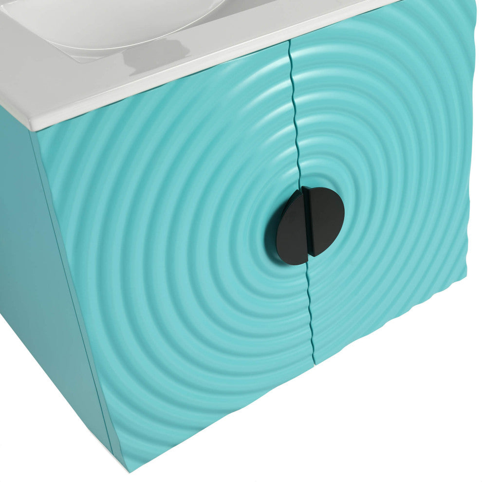 Pellabay Bath Vanity, Fluted Circular Doors Sink Included
