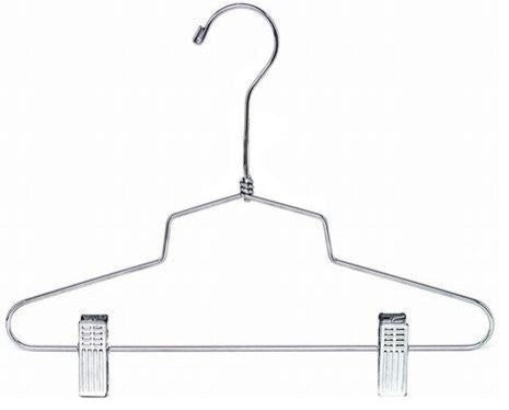 Children's Metal Combination Hanger With Clips, 12", No Loop, Set of 25