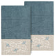 Linum Home Turkish Cotton Braelyn 2-Piece Embellished Bath Towel Set, Teal