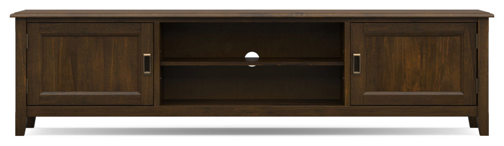 Burlington Solid Wood 72" Low TV Media Stand, Mahogany Brown