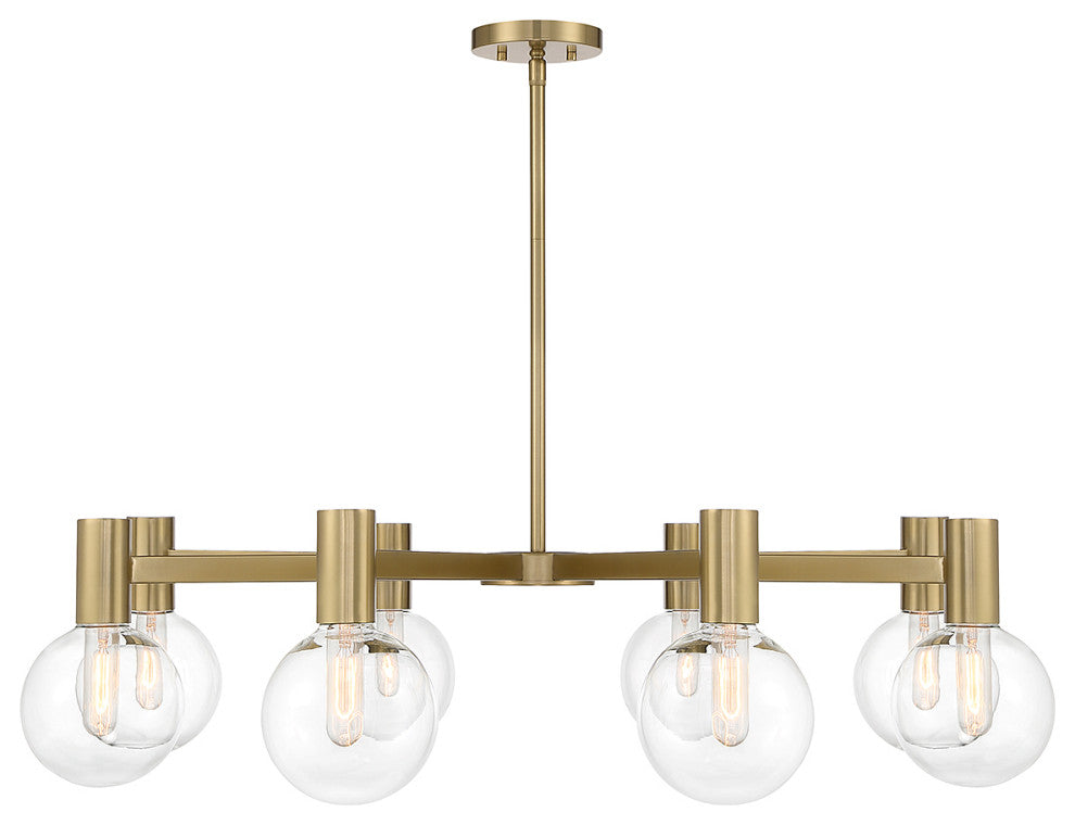Wright 8-Light Chandelier, Matte Black, Warm Brass