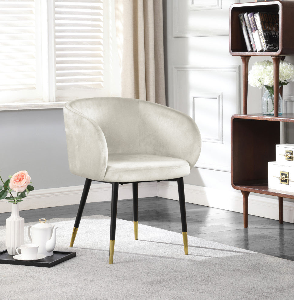 Louise Velvet Dining Chair, Cream