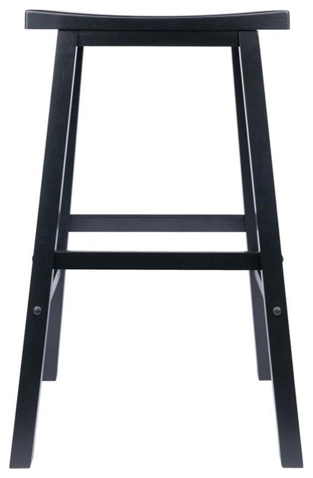 Winsome Satori 29" Transitional Solid Wood Saddle Bar Stool in Black