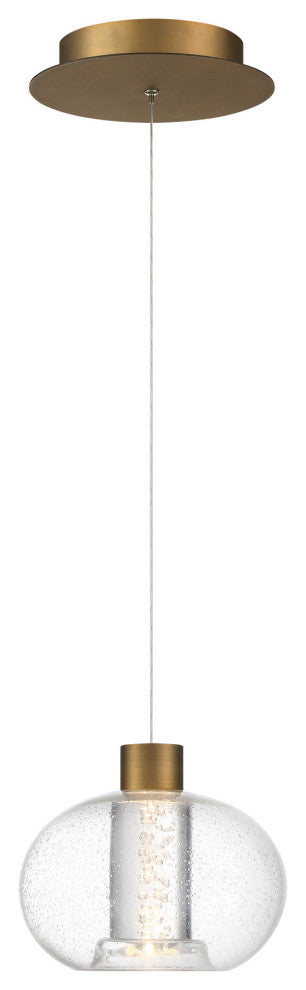 Crater 8" LED Pendant Title 24 Compliant 3500K, Aged Brass