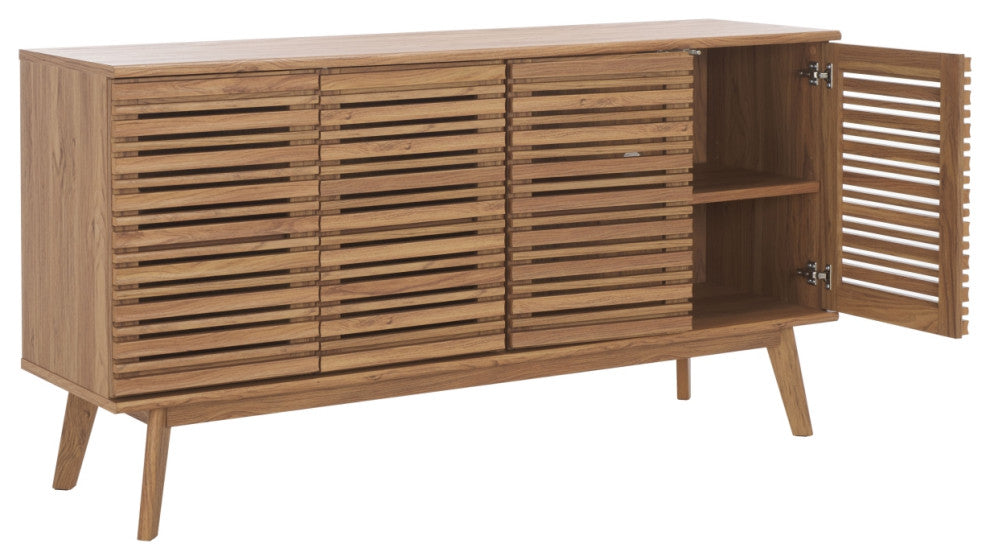 Safavieh Atlantes 4 Door 4 Shelf Media Stand, Oak