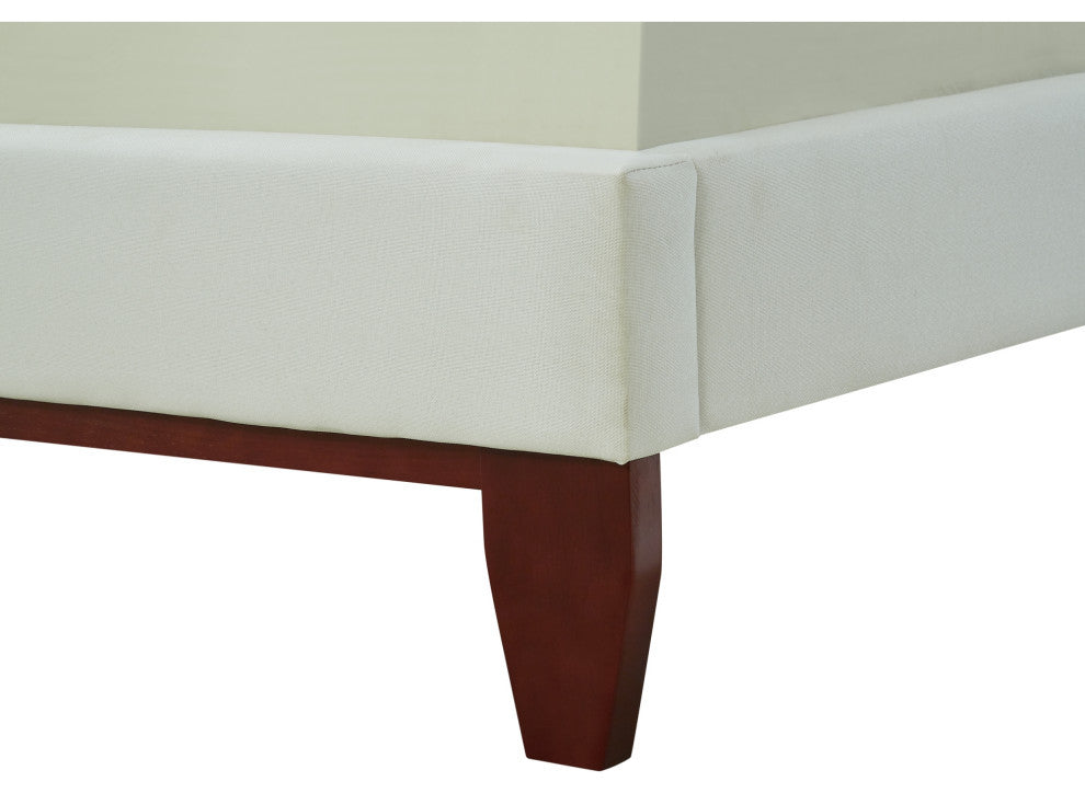 Baldwin Button Tufted Platform Bed, Off White, King