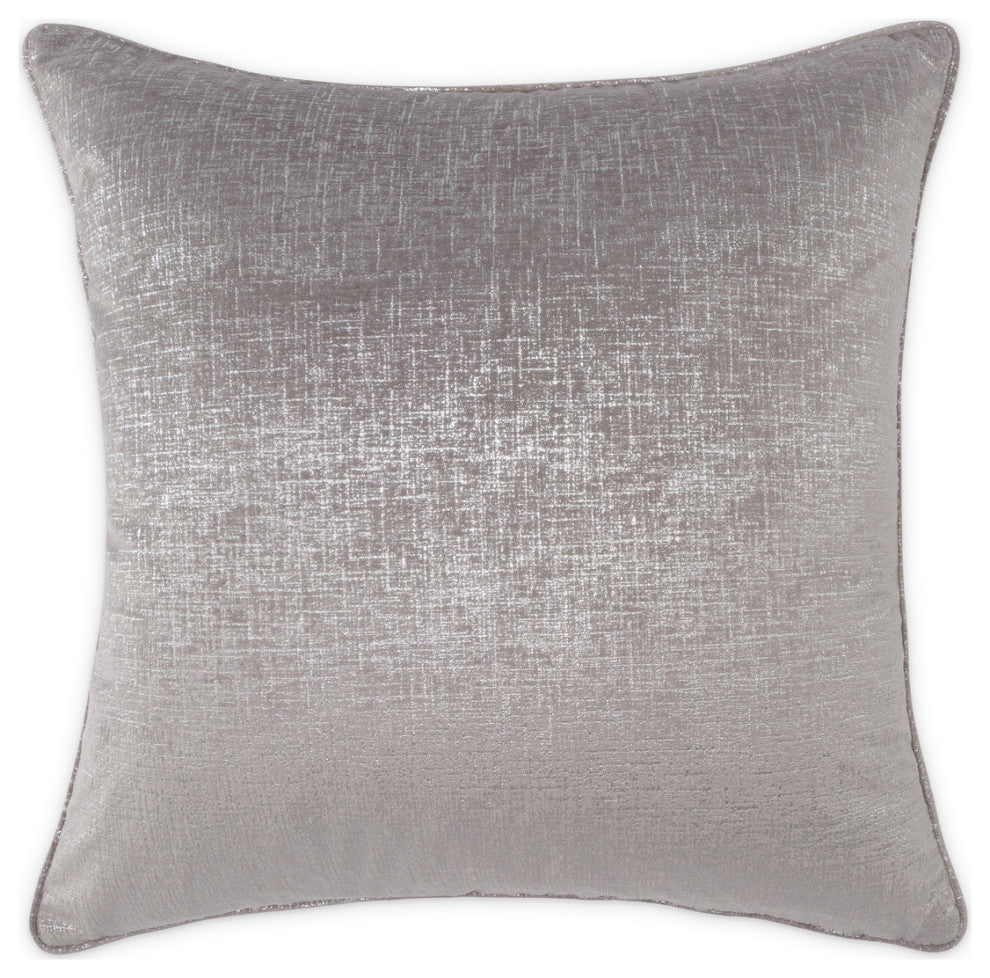 GLAMtastic Alderon 20" Velvet Accent Pillow, Set of 2, Pewter
