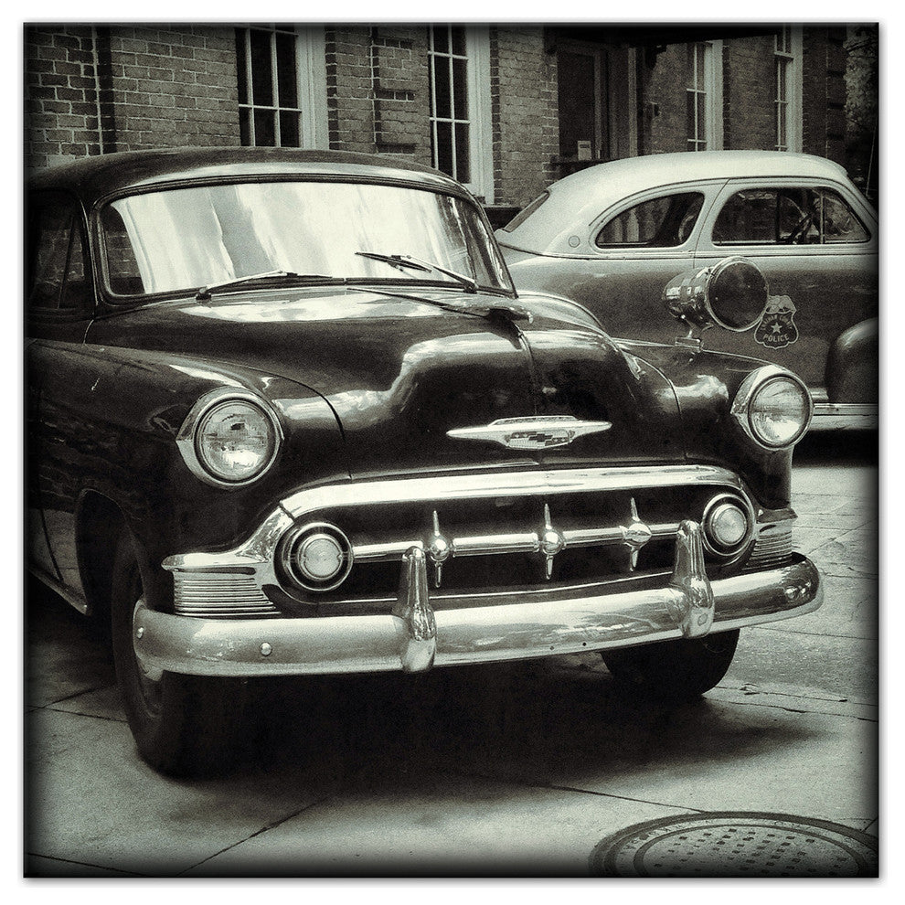 Black and White Vintage Cars Print on Canvas