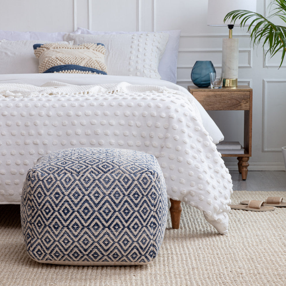 Cherokee Nightlife 22" x 22" x 16" Black and Gray Pouf