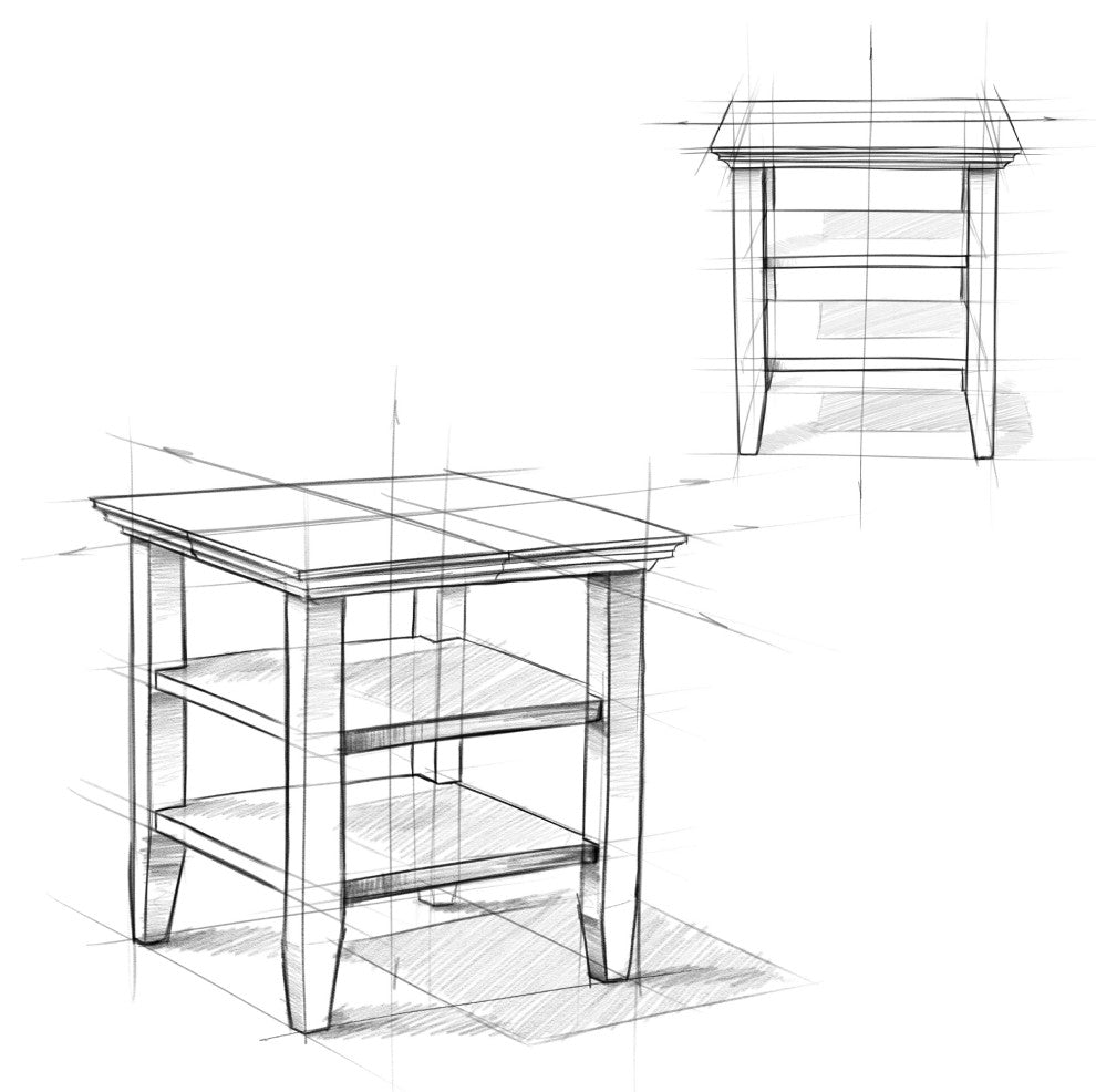 Acadian Solid Wood 19" Square Rustic End Table, Light Golden Brown