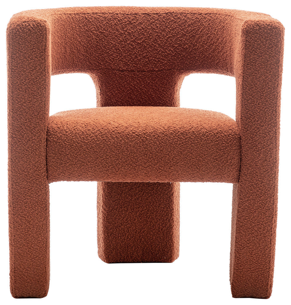 28" Wide Boucle Upholstered Square Armchair, Caramel