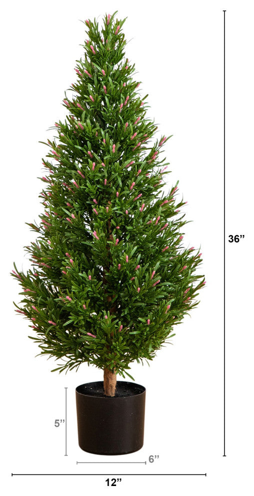 3ft. UV Resistant Artificial Rosemary Cone Topiary Tree, Indoor/Outdoor
