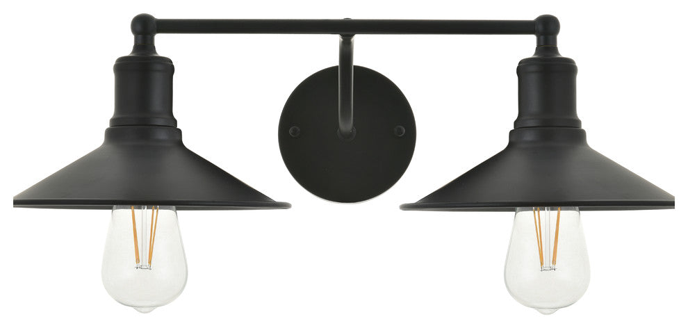 Black Finish 2-Light Wall Sconce
