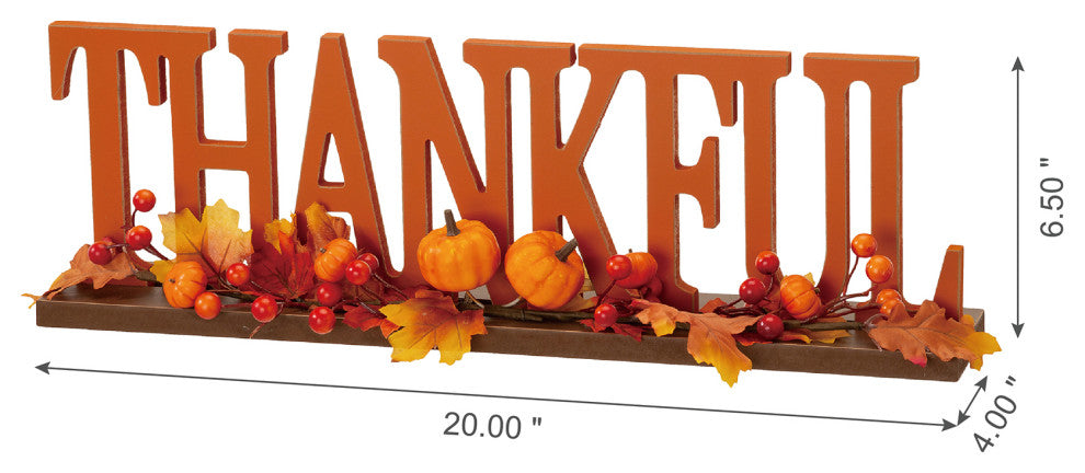 20"L "THANKFUL" Wooden Table Decor